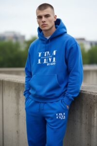 Blue Unisex drop shoulder Hoodie
