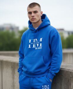 Blue Unisex drop shoulder Hoodie