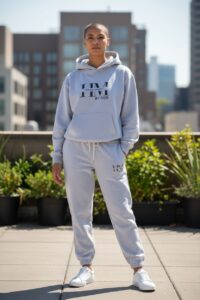 White Unisex drop shoulder Hoodie