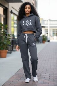 Dark Gray Cropped Top Hoodie