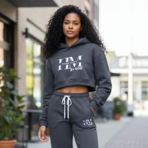 Dark Gray Cropped Top Hoodie
