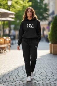 Black Unisex drop shoulder Hoodie