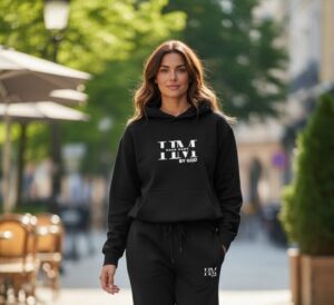 Black Unisex drop shoulder Hoodie