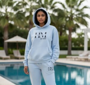 Sky Blue Unisex drop shoulder Hoodie